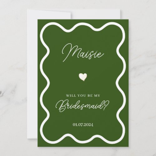 Emerald green will you be my bridesmaid proposal invitation