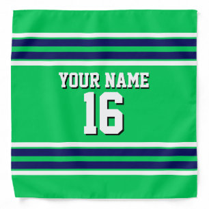 Emerald Green with Navy White Stripes Team Jersey Bandana
