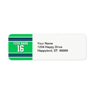 Emerald Green with Navy White Stripes Team Jersey Label