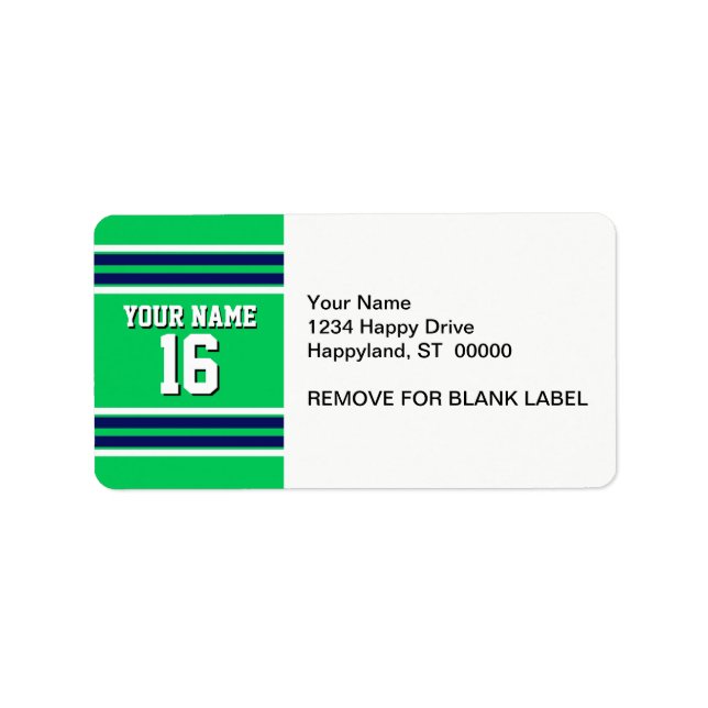 Emerald Green with Navy White Stripes Team Jersey Label (Front)