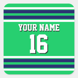 Emerald Green with Navy White Stripes Team Jersey Square Sticker