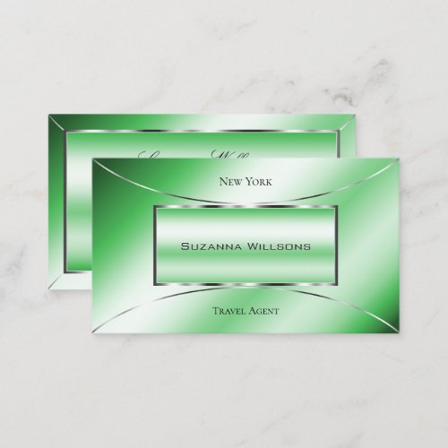 Emerald Green with Silver Decor Glamorous Modern Business Card