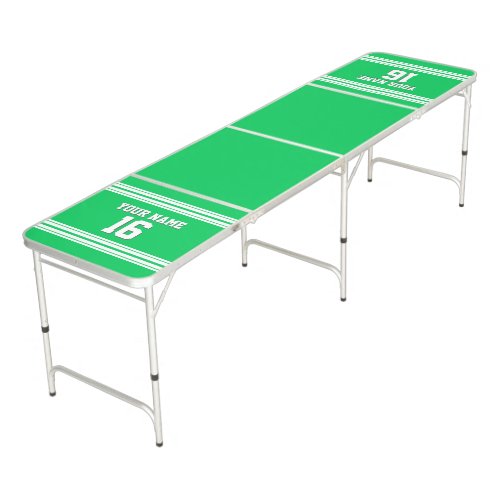 Emerald Green with White Stripes Sports Jersey Beer Pong Table