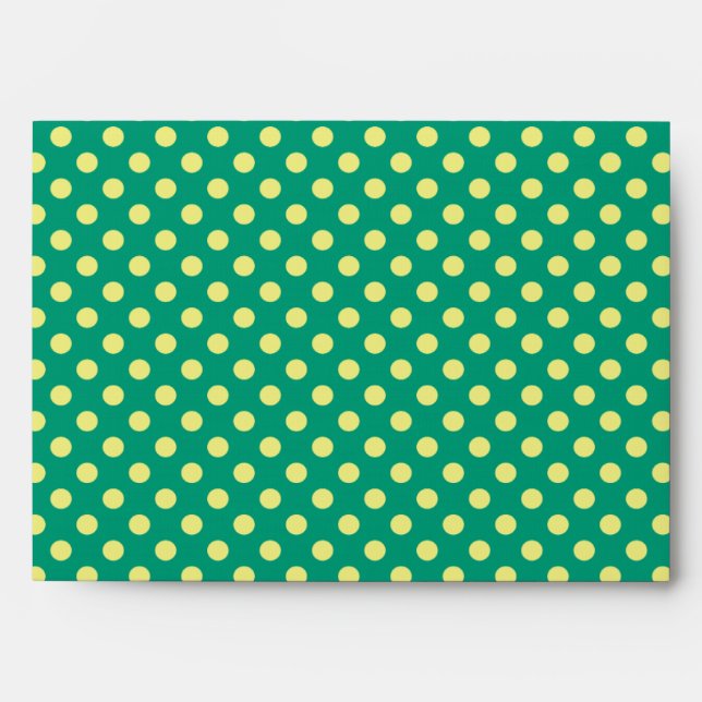 Emerald Green with Yellow Polka Dots by STaylor Envelope (Front)