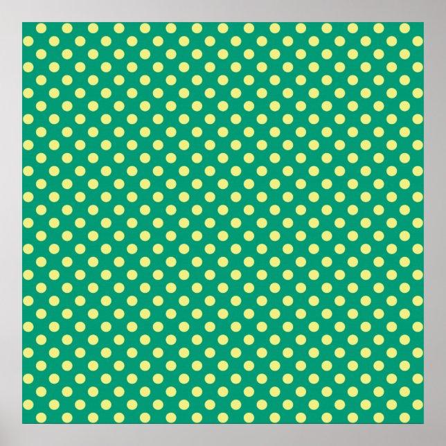Emerald Green with Yellow Polka Dots by STaylor Poster (Front)