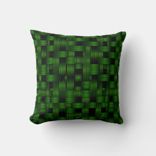 Emerald Green Woven Basket Texture Pattern Throw Pillow