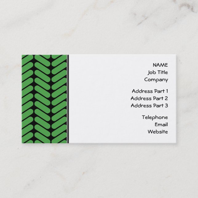 Emerald Green Zigzags inspired by Knitting. Business Card (Front)