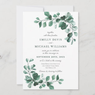 Emerald Greenery All In One Wedding Invitation