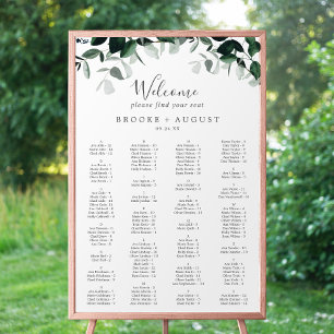 Emerald Greenery Alphabetical Seating Chart