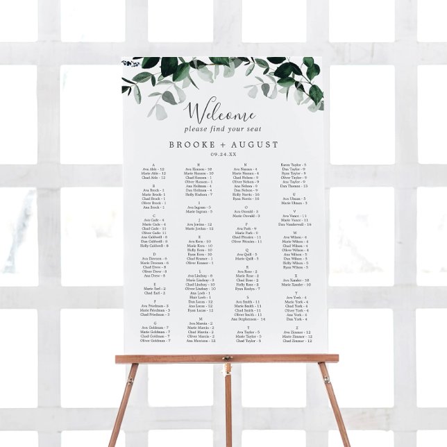 Emerald Greenery Alphabetical Seating Chart Foam Board (Creator Uploaded)