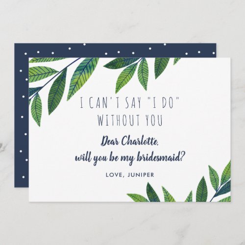 Emerald Greenery _ Be My Bridesmaid Invitation