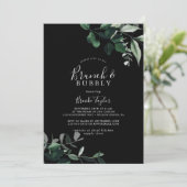 Emerald Greenery | Black Brunch and Bubbly Invitation (Standing Front)