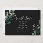Emerald Greenery | Black Horizontal Save The Date (Front)