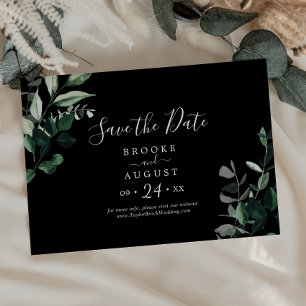 Emerald Greenery   Black Horizontal Save The Date