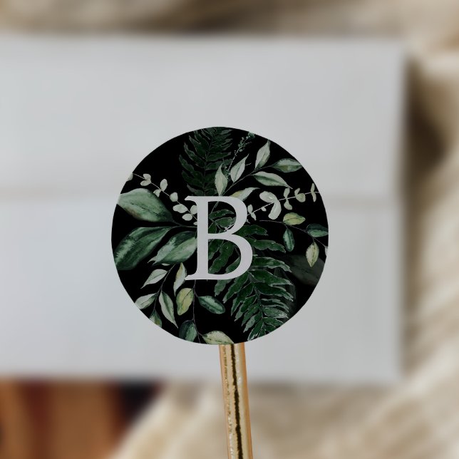 Emerald Greenery | Black Monogram Envelope Seals (Creator Uploaded)