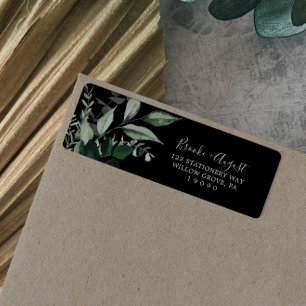 Emerald Greenery Black Return Address Label