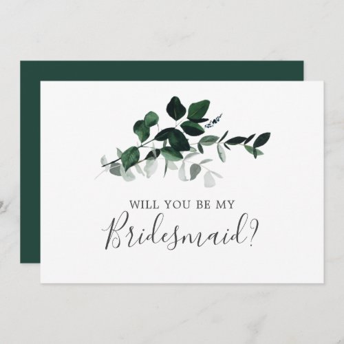 Emerald Greenery Bridesmaid Proposal Card