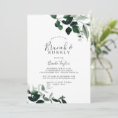Emerald Greenery Brunch and Bubbly Bridal Shower Invitation (Standing Front)