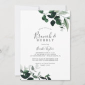 Emerald Greenery Brunch and Bubbly Bridal Shower Invitation (Front)