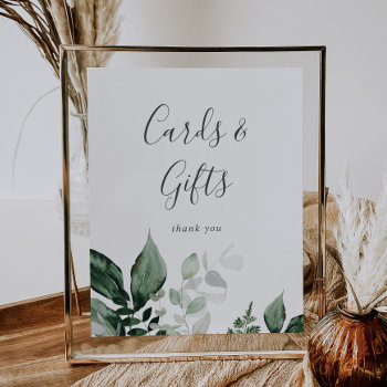 Emerald Greenery Cards And Gifts Sign by FreshAndYummy at Zazzle
