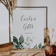 Emerald Greenery Cards And Gifts Sign at Zazzle