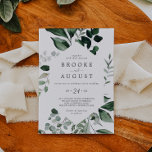 Emerald Greenery Casual Wedding Invitation<br><div class="desc">This emerald greenery casual wedding invitation is perfect for a boho wedding. The elegant yet rustic design features moody dark green watercolor leaves and eucalyptus with a modern bohemian woodland feel.</div>