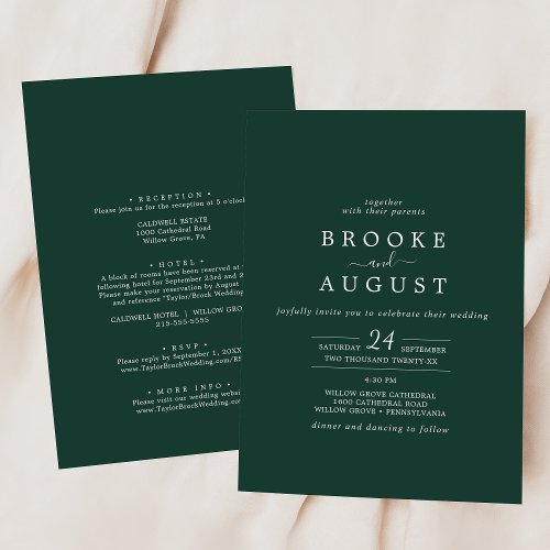 Emerald Greenery Coordinate All In One Wedding Invitation