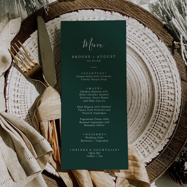 Emerald Greenery Coordinate Wedding Dinner Menu (Creator Uploaded)