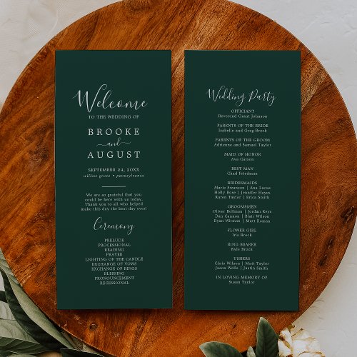 Emerald Greenery Coordinate Wedding Program