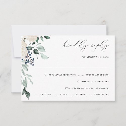 Emerald Greenery Elegant Wedding RSVP Card