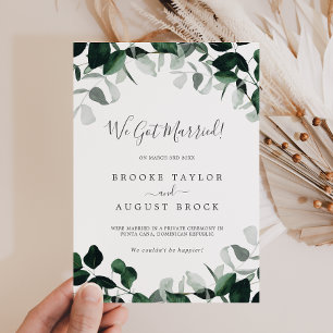 Emerald Greenery Elopement Announcement