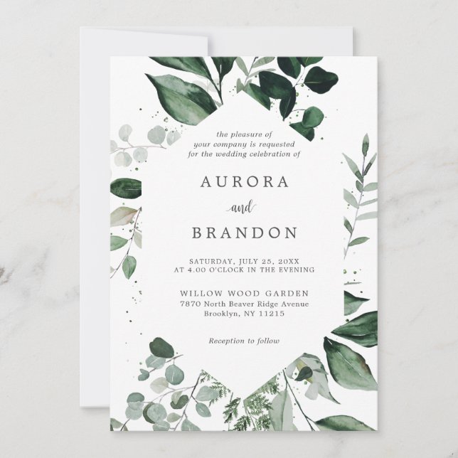 Emerald Greenery Eucalyptus Botanical Wedding Invi Invitation (Front)