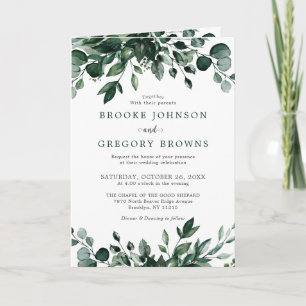 Emerald Greenery Eucalyptus Botanical Wedding Invitation