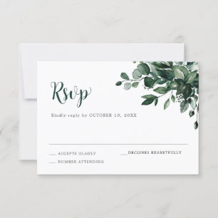 Emerald Greenery Eucalyptus Botanical Wedding RSVP Card