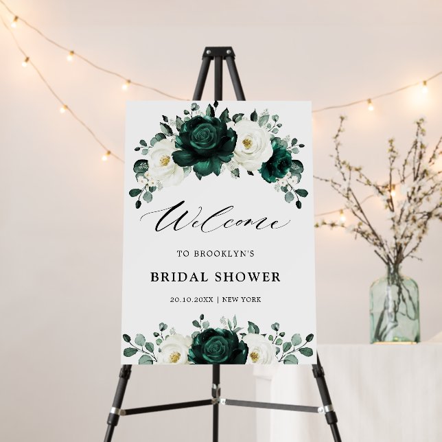 Emerald Greenery Eucalyptus Bridal Shower Welcome  Foam Board (In Situ (Stand))