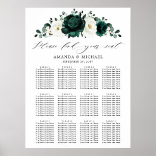 Emerald Greenery Eucalyptus Wedding Seating chart