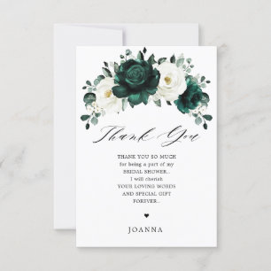 Emerald Greenery Eucalyptus White Bridal Shower Thank You Card