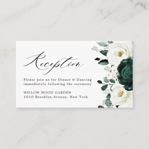 Emerald Greenery Eucalyptus White Floral Wedding Enclosure Card