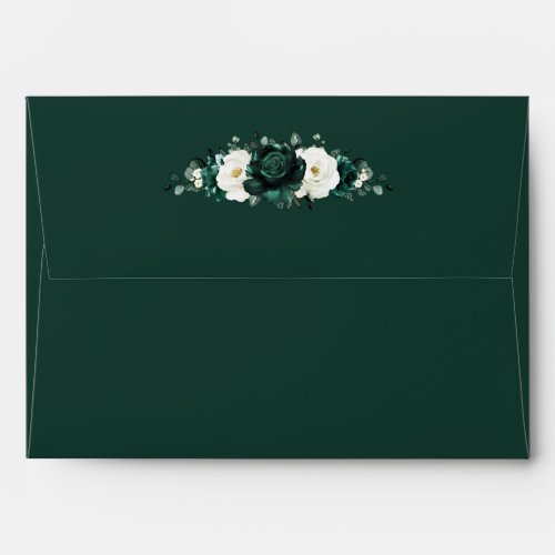 Emerald Greenery Eucalyptus White Floral Wedding Envelope