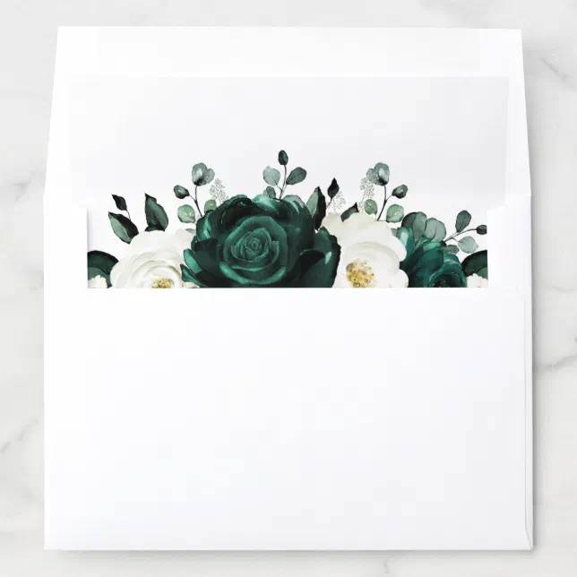 Emerald Greenery Eucalyptus White Floral Wedding Envelope Liner | Zazzle