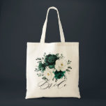 Emerald Greenery Eucalyptus White Floral Wedding Tote Bag<br><div class="desc">Elegant Emerald green greenery & ivory white floral botanical bride tote bag featuring white roses and elegant green watercolor eucalyptus leaves . Please contact me for any help in customization or if you need any other product with this design.</div>