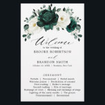 Emerald Greenery Eucalyptus White Wedding Program<br><div class="desc">Elegant Emerald green greenery & ivory white floral botanical wedding program featuring white roses and elegant green watercolor eucalyptus leaves . Please contact me for any help in customization or if you need any other product with this design.</div>