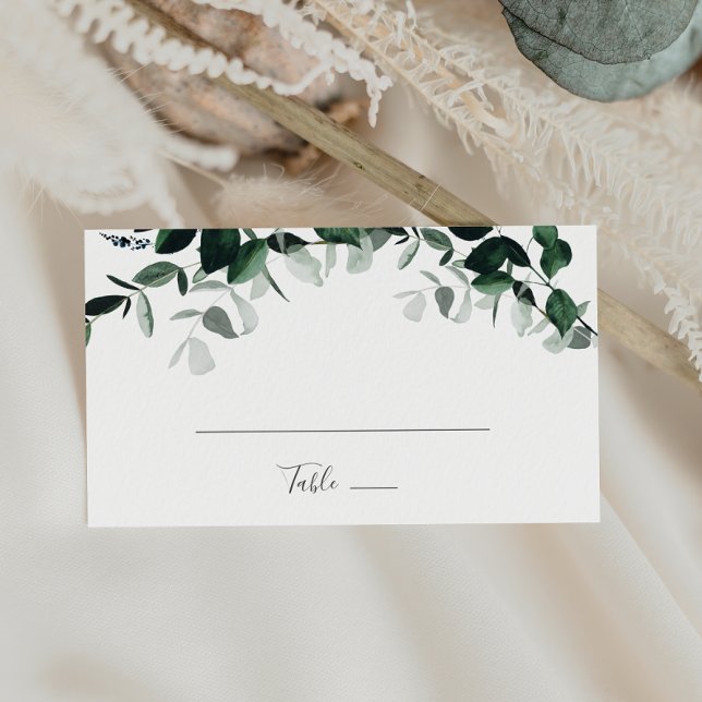 Emerald Greenery Flat Wedding Place Card (Creator Uploaded)