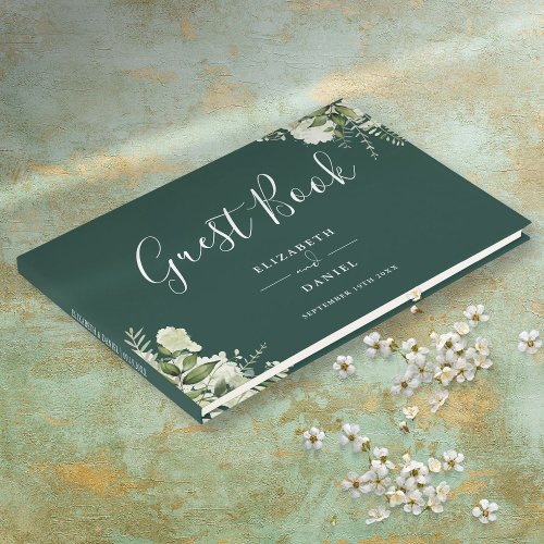 Emerald Greenery Floral Wedding Guest Book