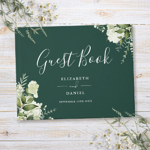 Emerald Greenery Floral Wedding Guest Book