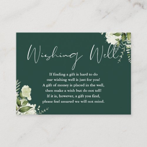 Emerald Greenery Floral Wishing Well Wedding Enclosure Card