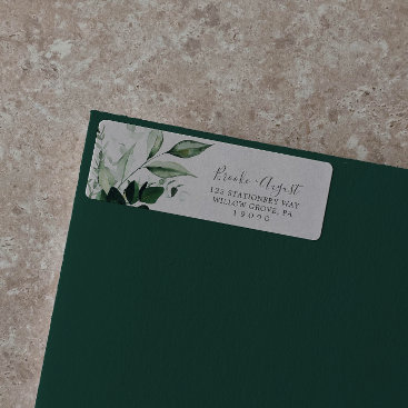 Emerald Greenery | Gray Return Address Label