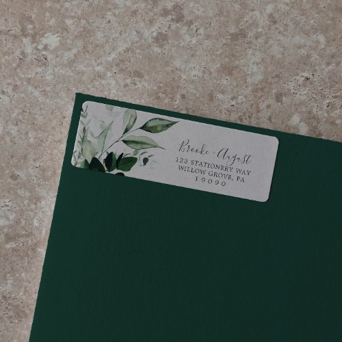 Emerald Greenery  Gray Return Address Label