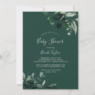 Emerald Greenery | Green Baby Shower Invitation