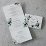 Emerald Greenery | Green Back Wedding All In One Tri-Fold Invitation